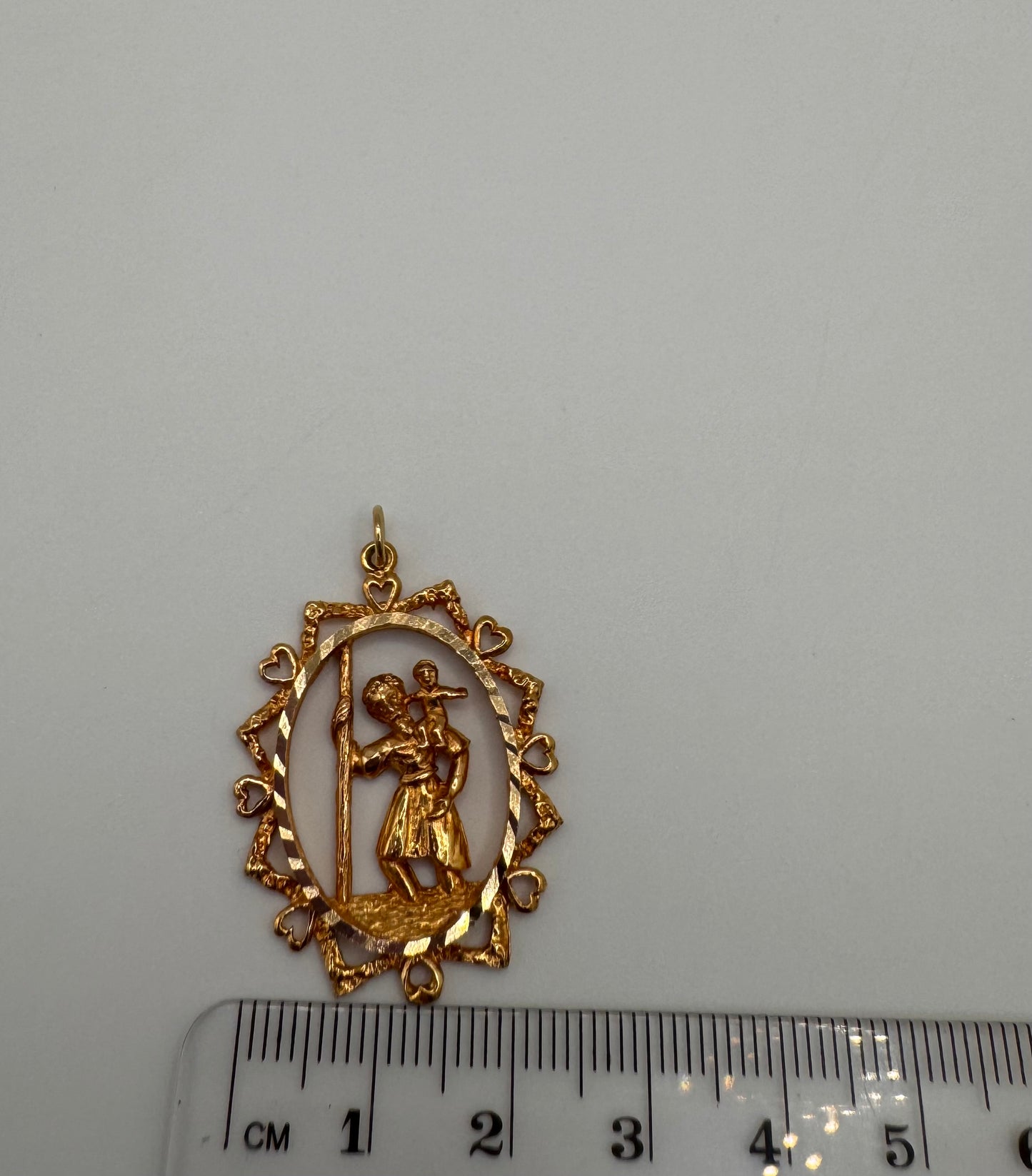 Large 9ct Gold Vintage St Christopher Charm Pendant 1978