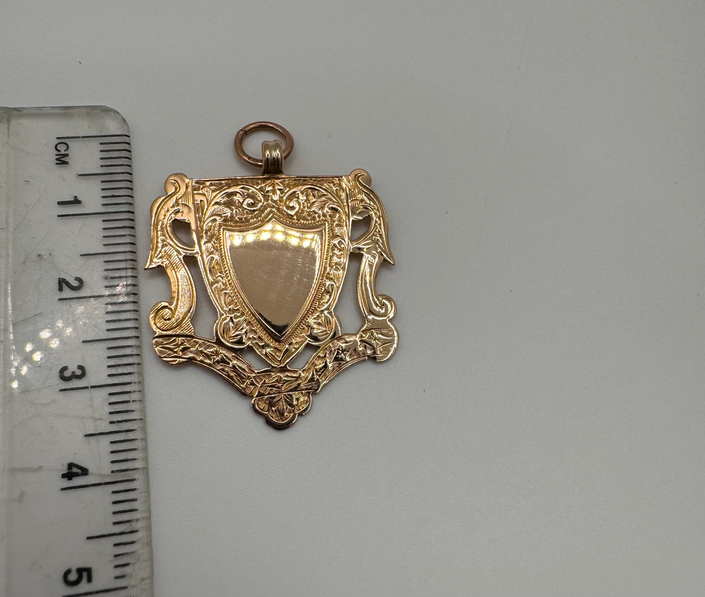 Antique 9ct Gold Shield Fob Pendant