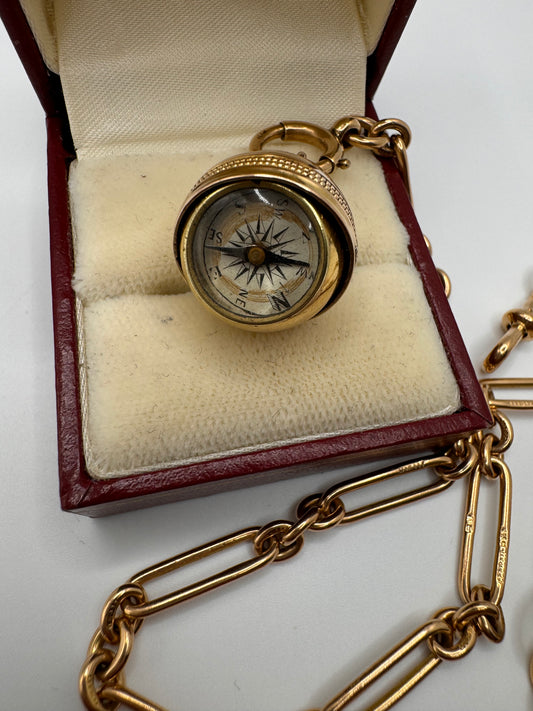 Antique Victorian 15ct Gold Swinging Compass Orb Pendant