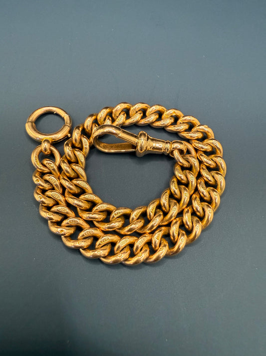 Antique 9ct Gold Curb Bracelet 8 inches