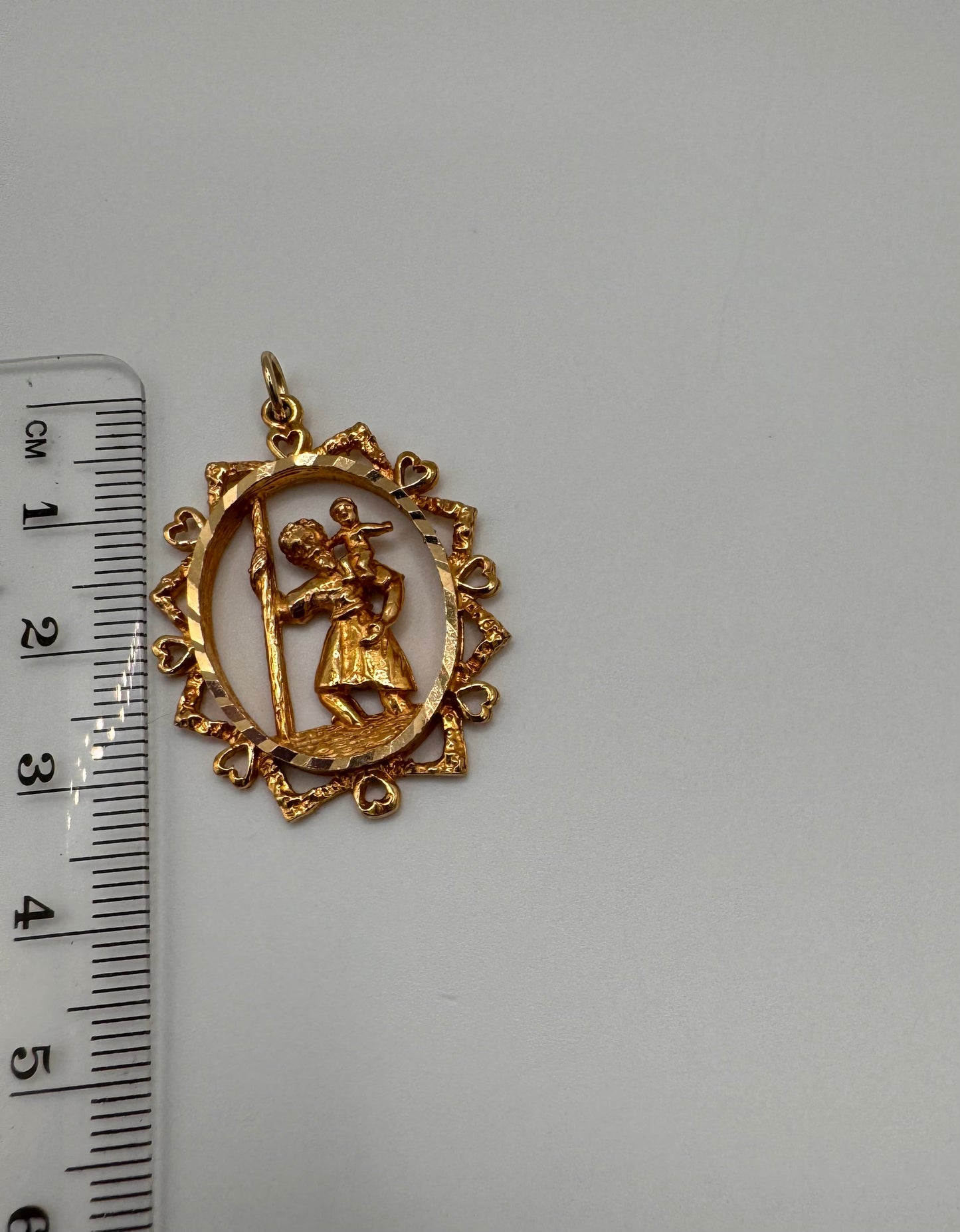 Large 9ct Gold Vintage St Christopher Charm Pendant 1978