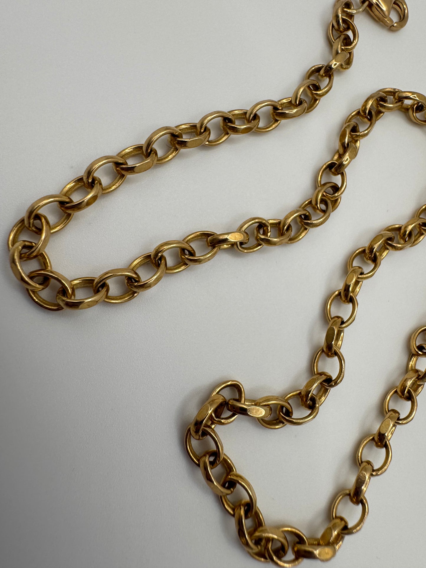 Vintage 9ct Gold Facetted Oval Link Belcher Chain 19.5 Inches