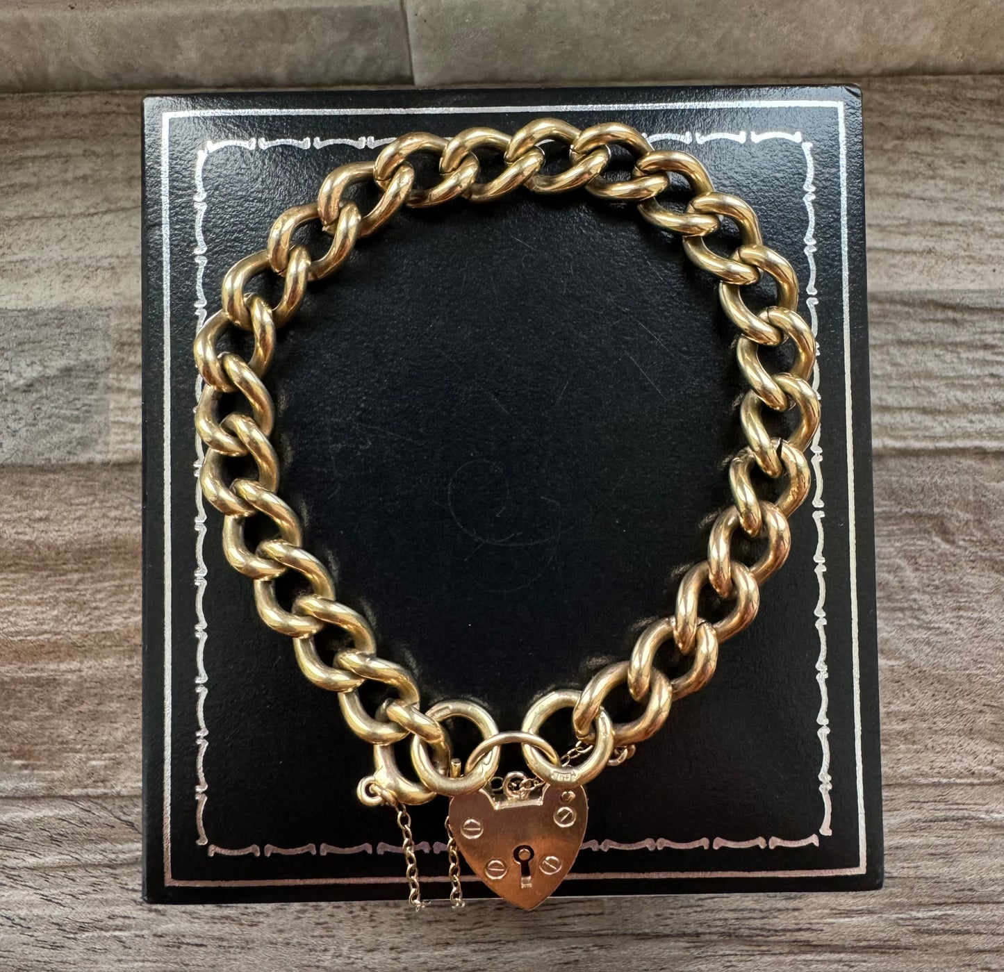 Vintage 9ct Yellow Gold Curb Charm Bracelet