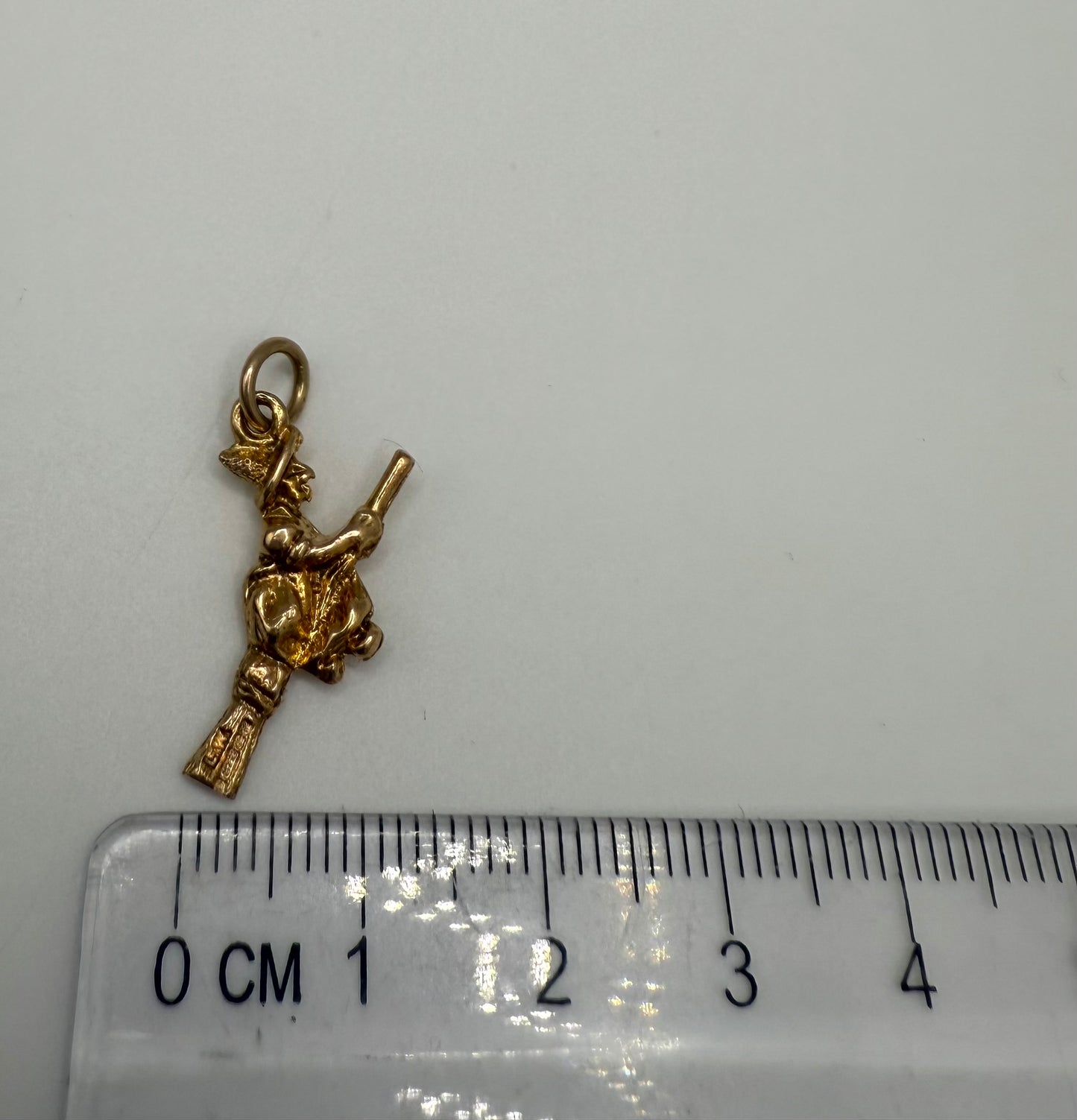 Vintage 9ct Gold Witch on a Broomstick Charm