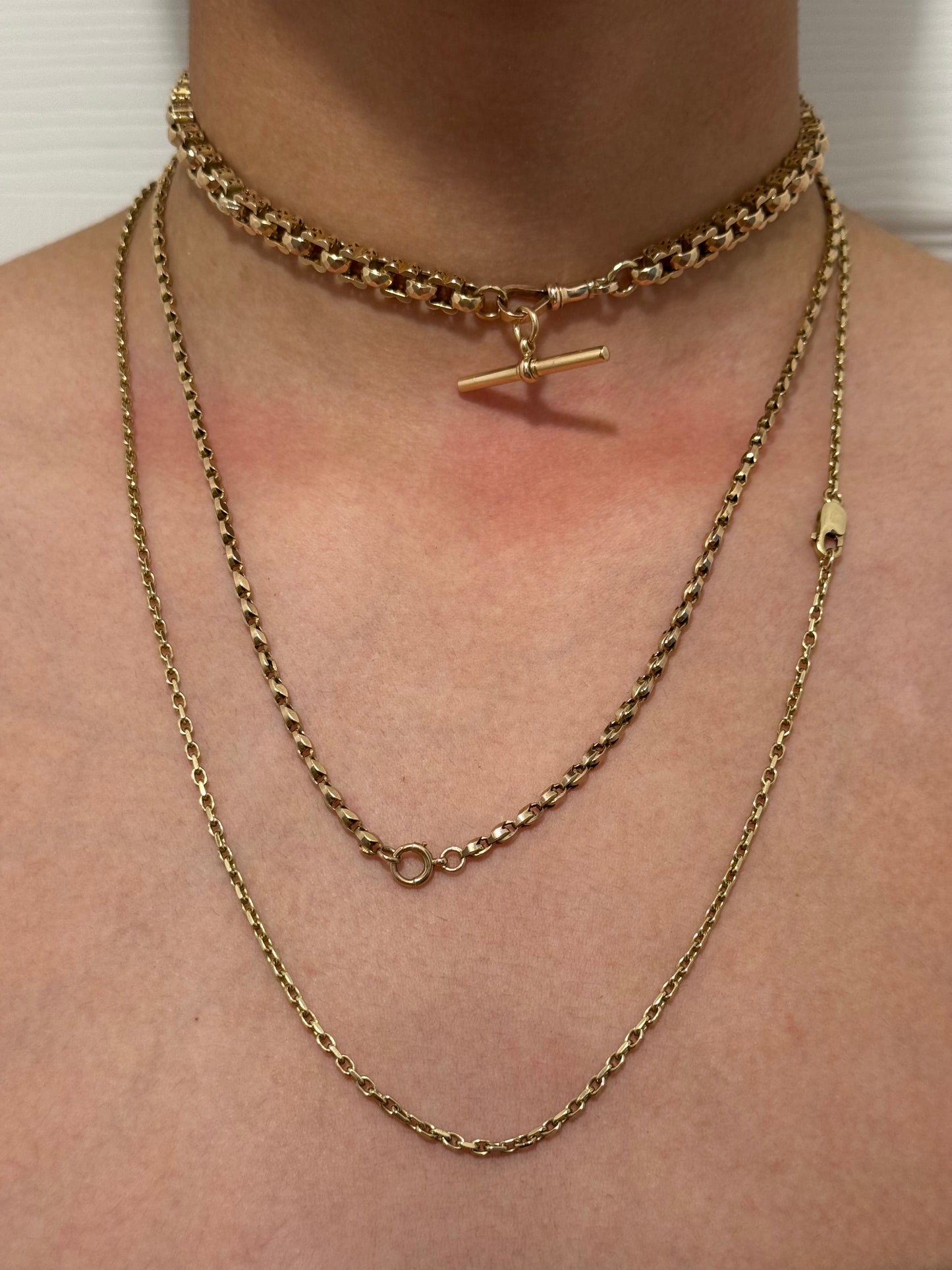 Antique 9ct Gold Fancy Box Link Chain 15.5 Inches