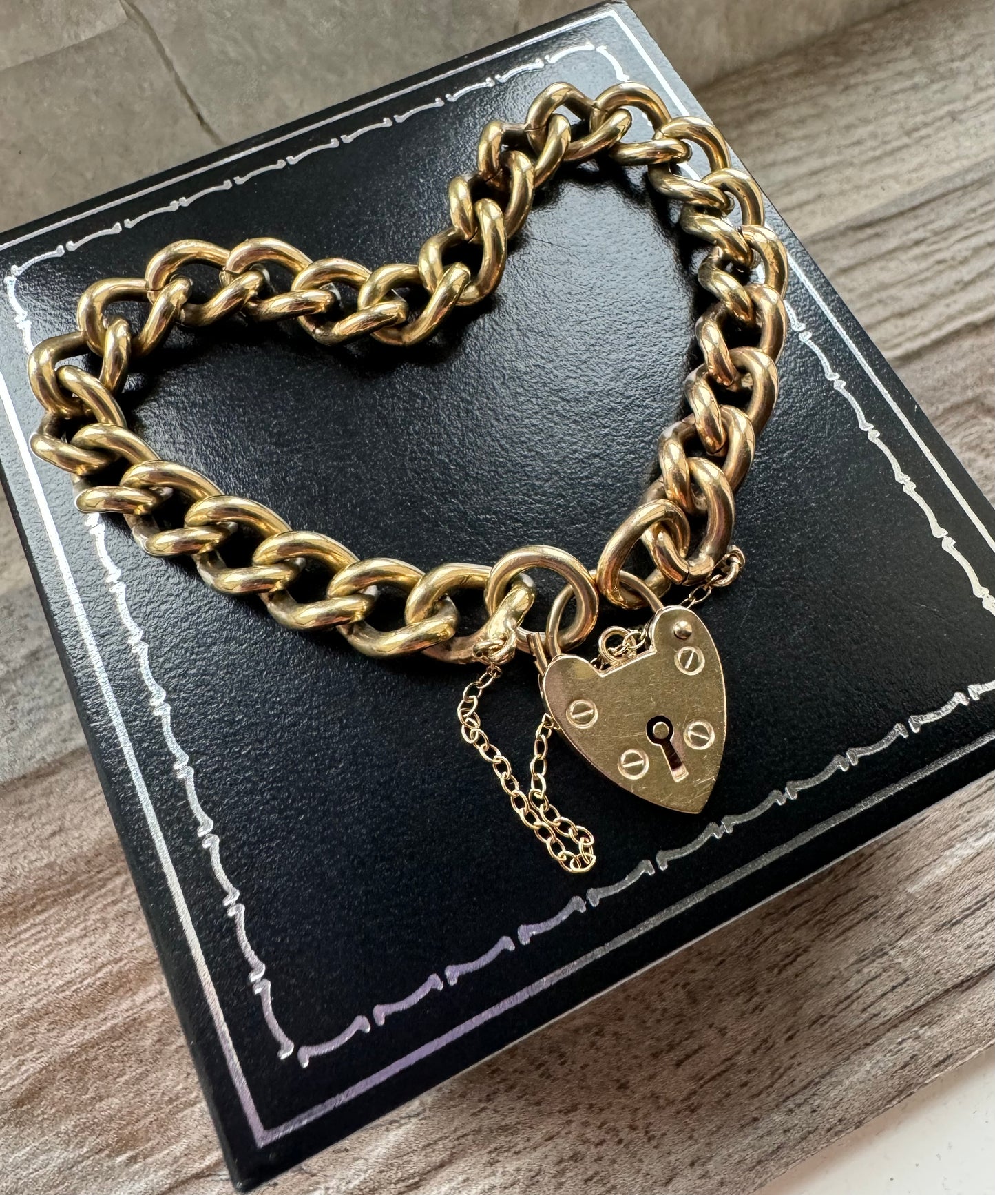 Vintage 9ct Yellow Gold Curb Charm Bracelet