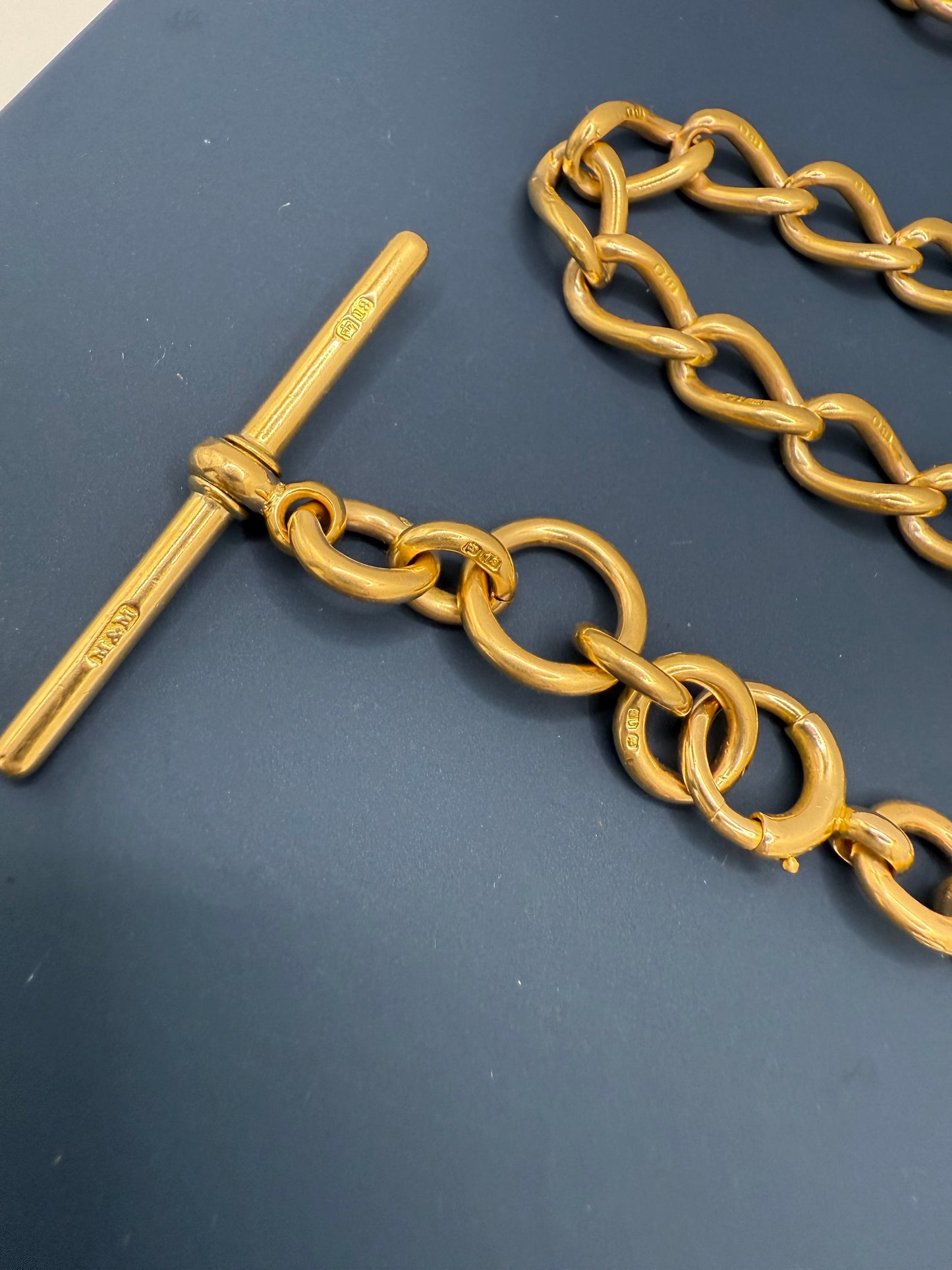 Antique 18ct Gold Open Link Double Albert Chain 16.5 Inches