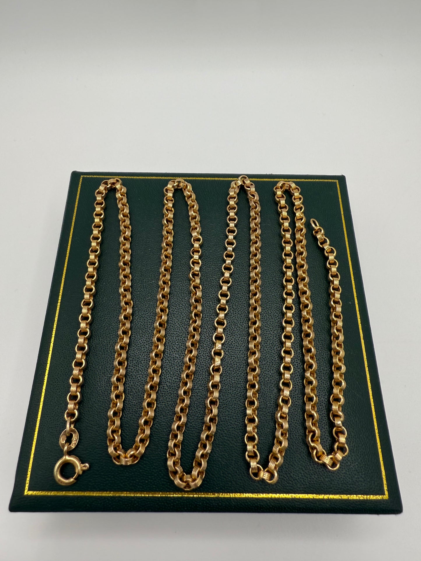 Long Vintage 9ct Gold Ribbed Link Chain 28.5 Inches