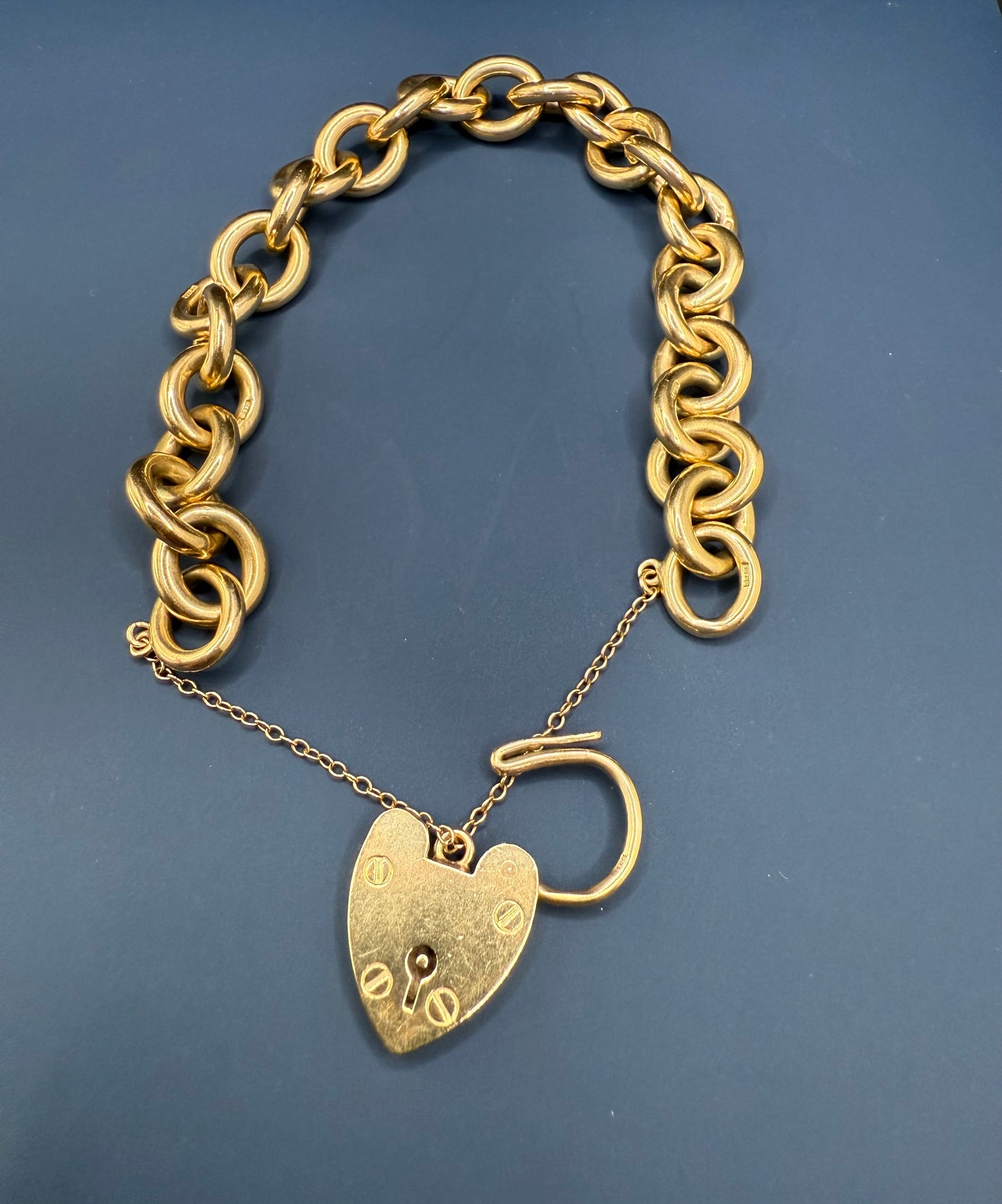 Stunning Vintage Chunky 9ct Yellow Gold Cable Bracelet 7.5 inches