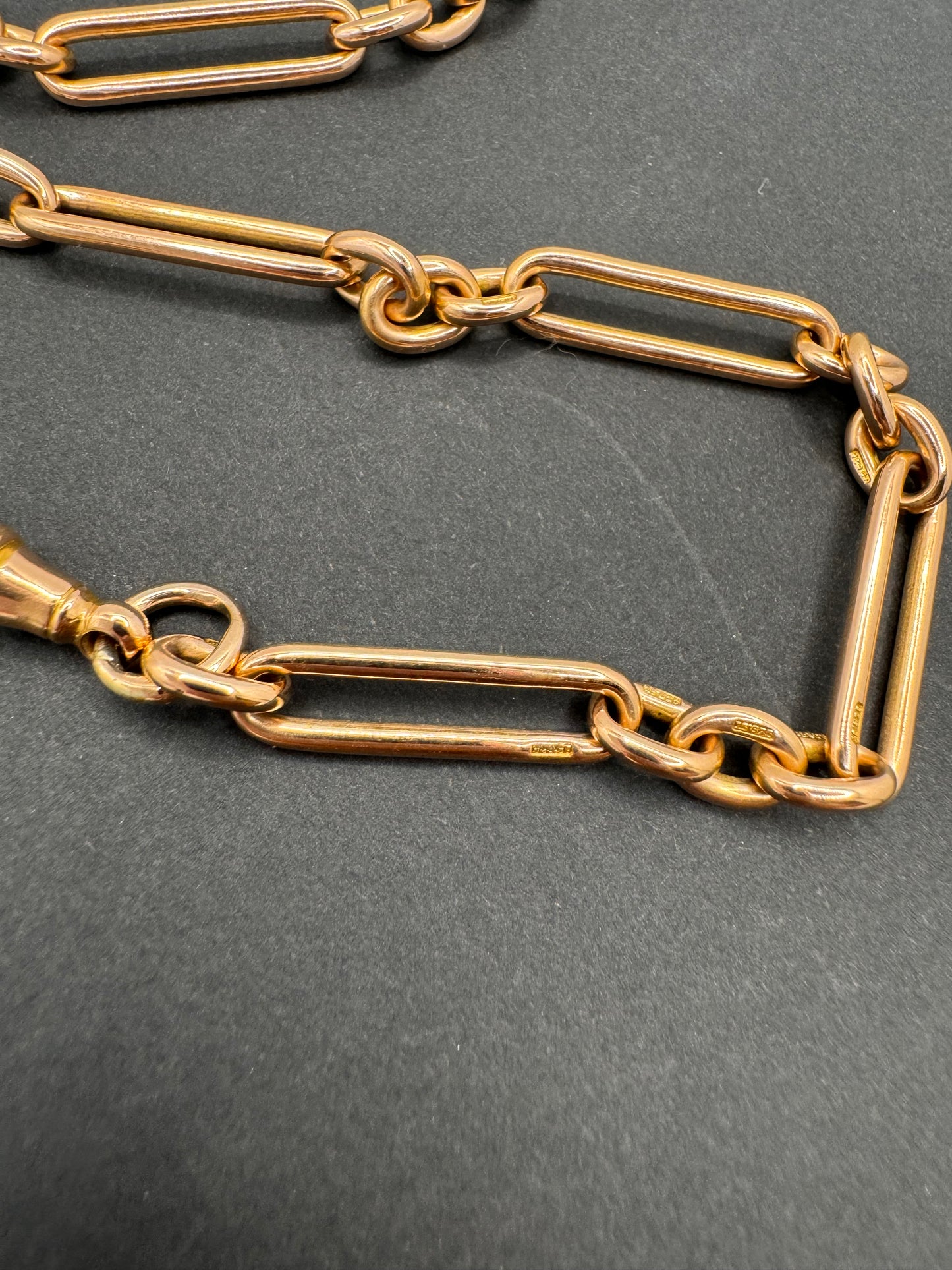 Gorgeous Antique 15ct Gold Fetter/Trombone Link Albert Chain 15.5 inches