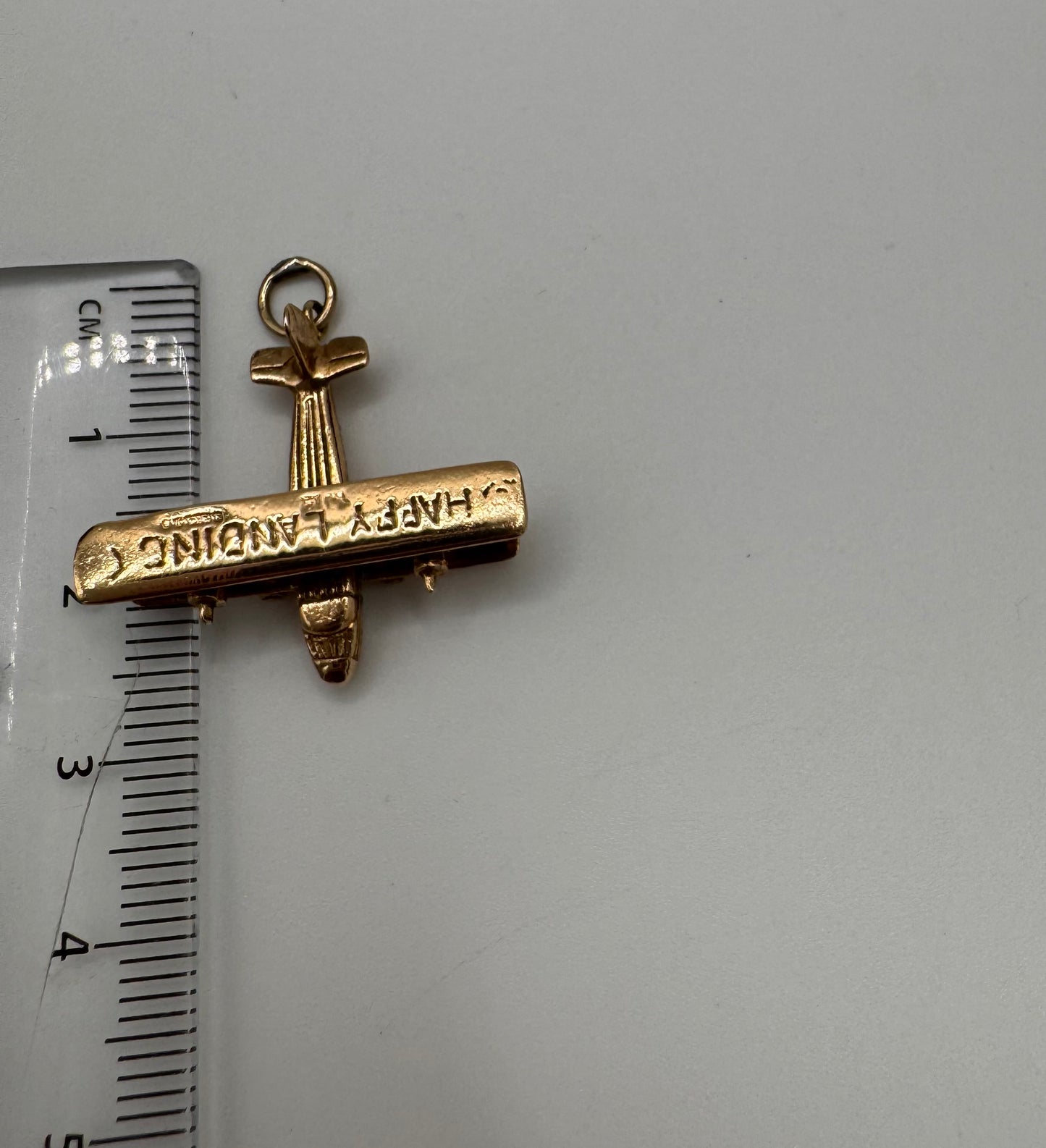 Vintage 9ct Gold Happy Landing Plane Charm