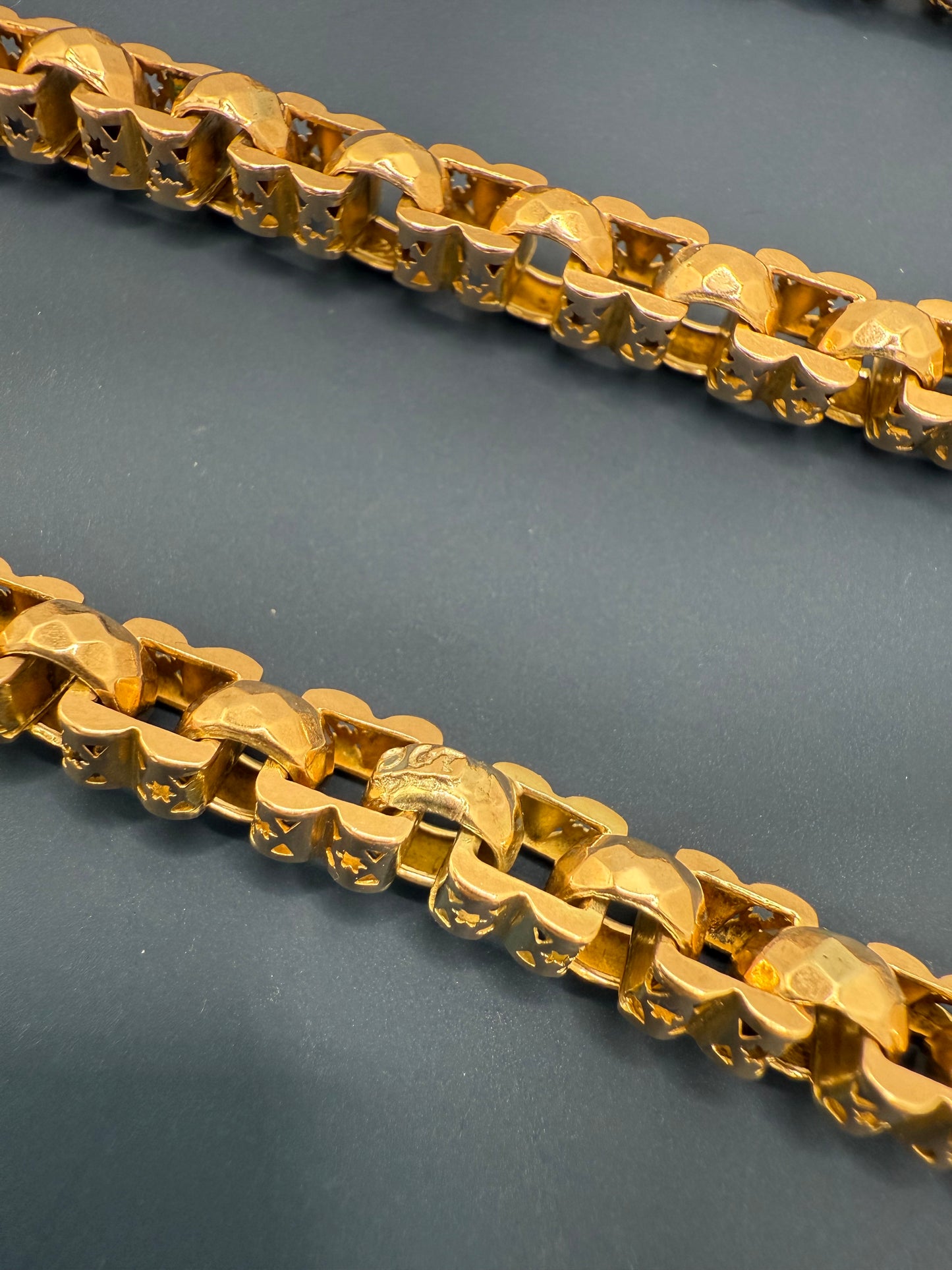 Antique 9ct Gold Fancy Box Link Chain 15.5 Inches