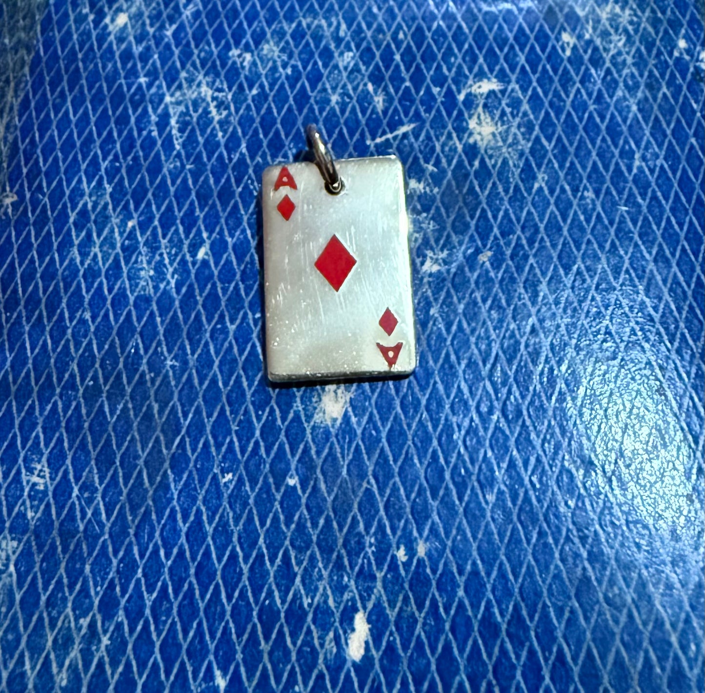 Vintage 9ct Gold Enamelled Ace of Diamonds Playing Card Charm