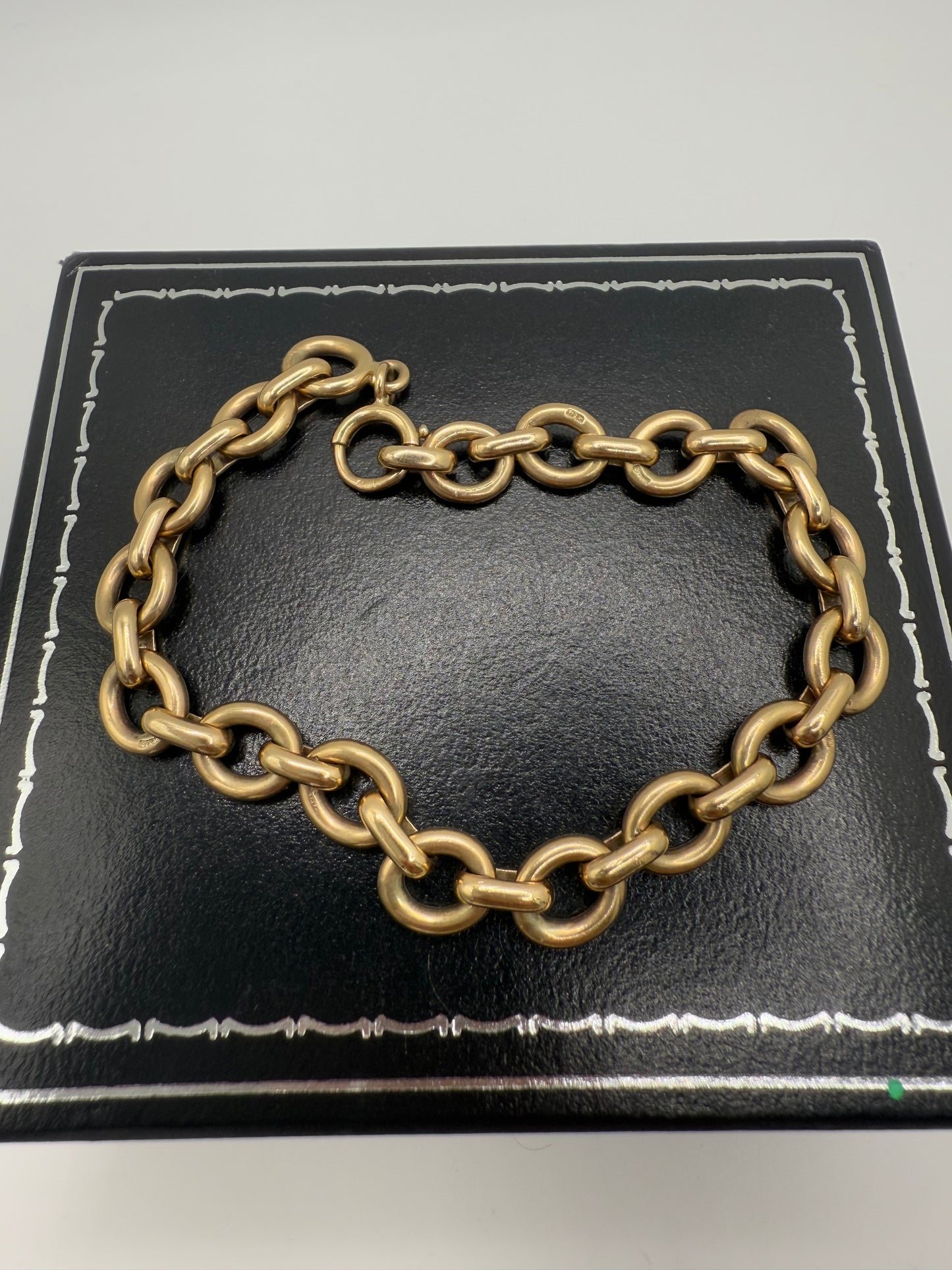 Vintage 9ct Yellow Gold Mixed Cable Link Bracelet