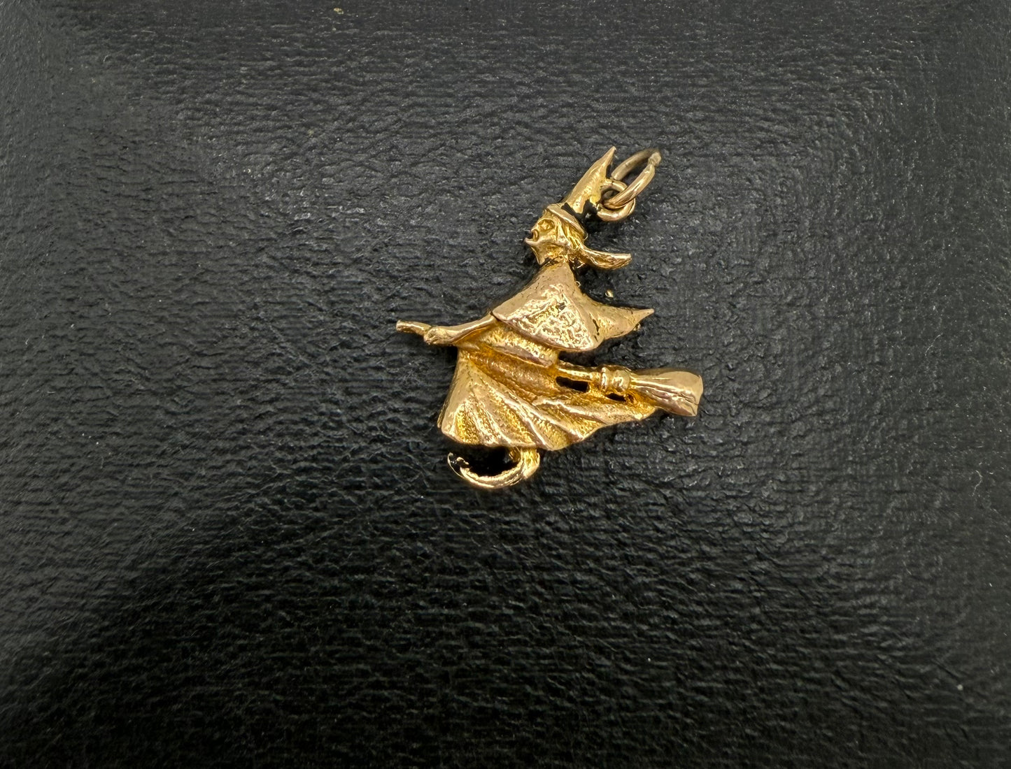 Vintage 9ct Gold Witch on Broom Charm