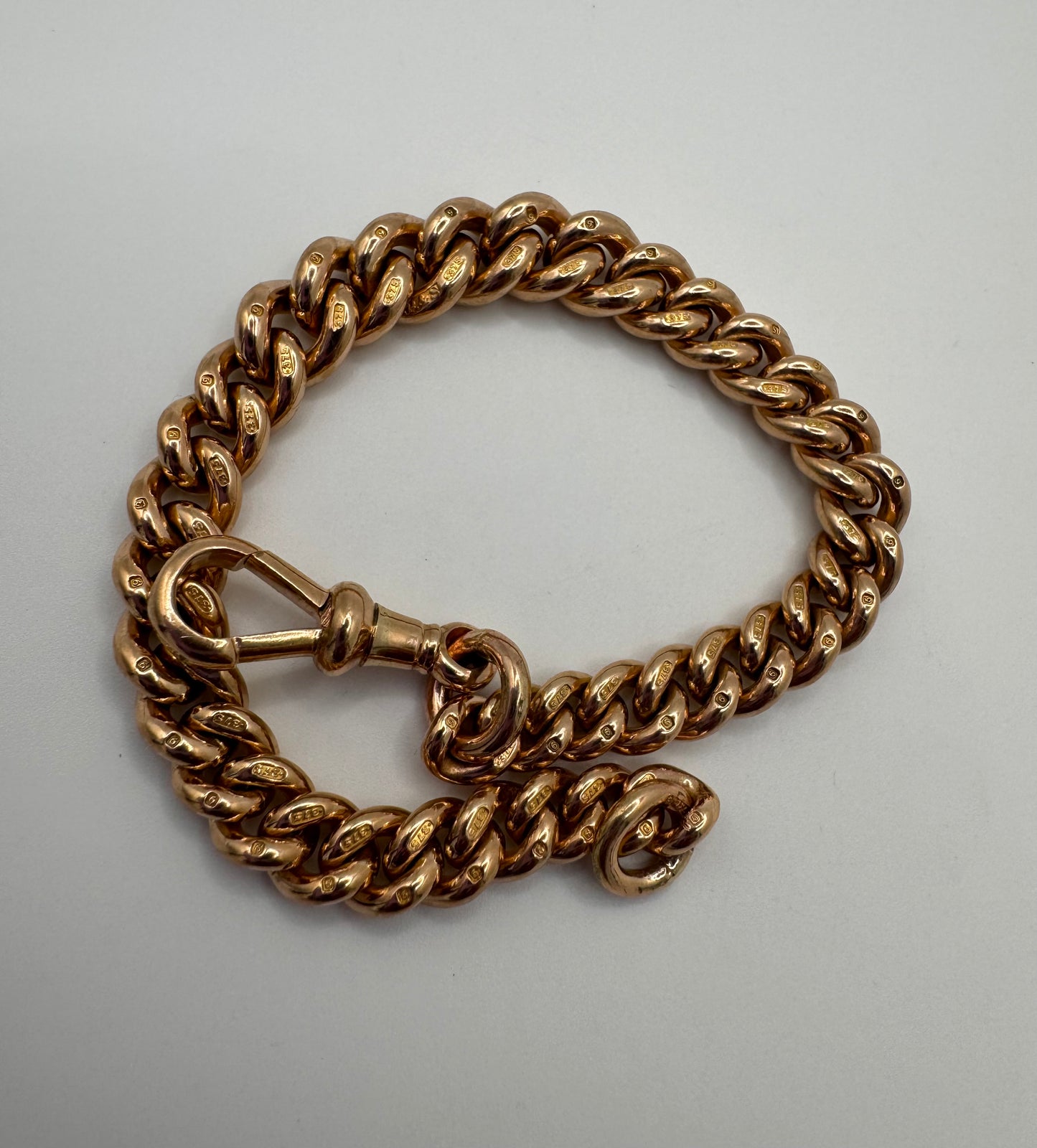 Chunky Antique 9ct Gold Curb Bracelet 8 Inches