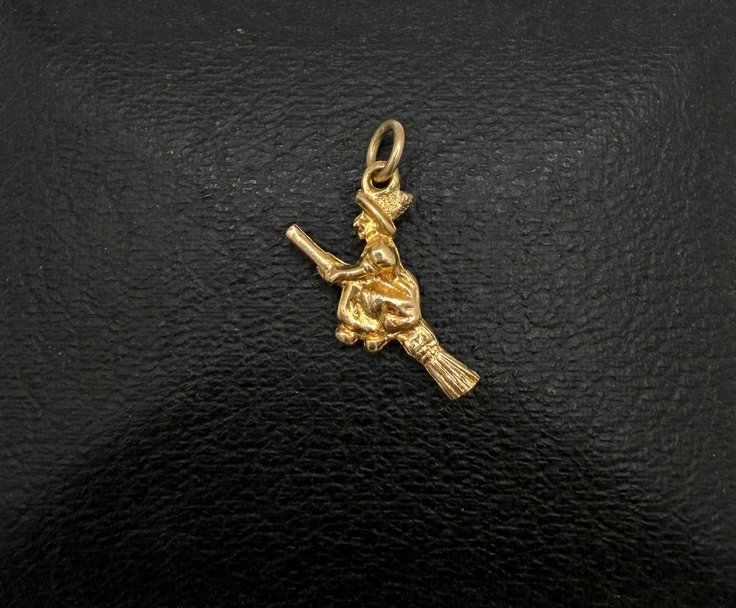 Vintage 9ct Gold Witch on a Broomstick Charm