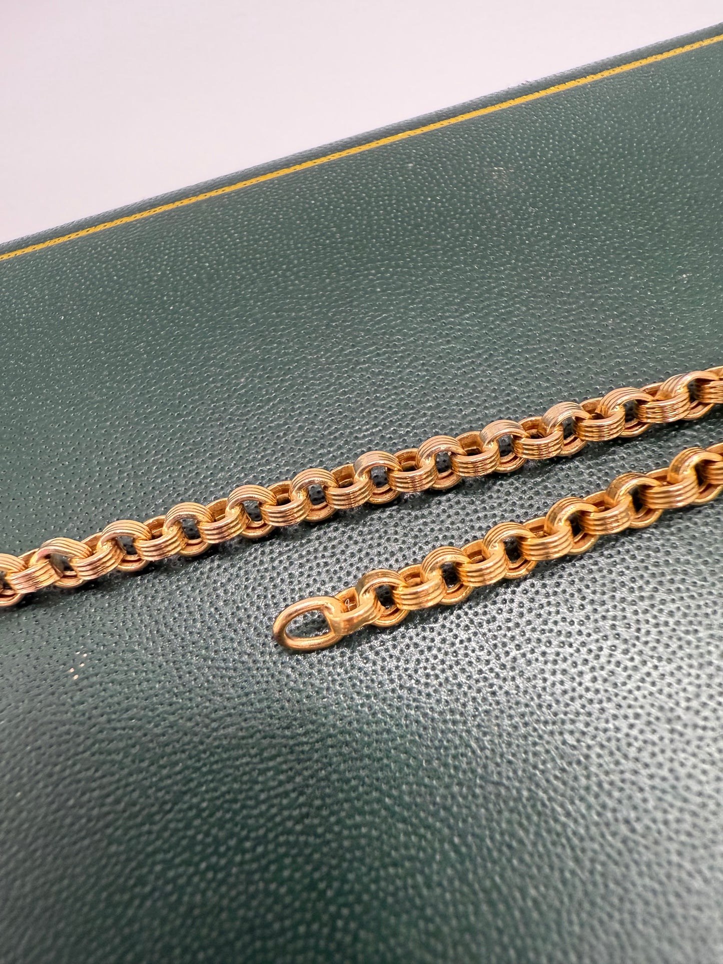 Long Vintage 9ct Gold Ribbed Link Chain 28.5 Inches