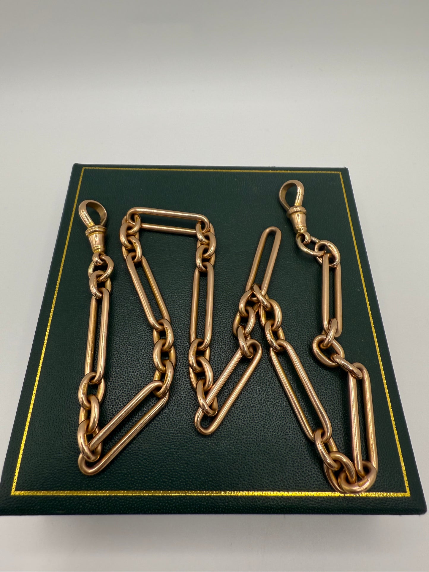 Gorgeous Antique 15ct Gold Fetter/Trombone Link Albert Chain 15.5 inches