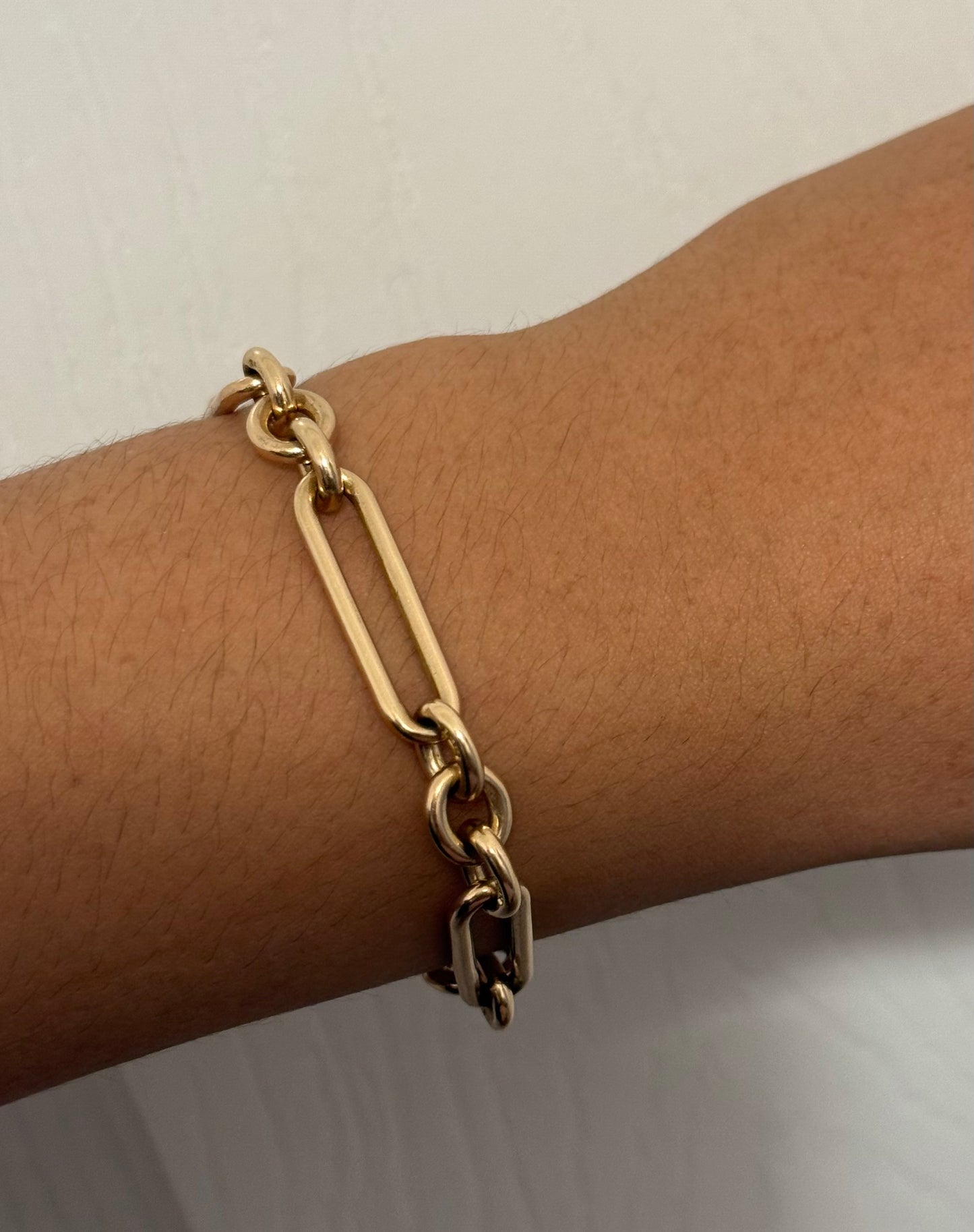 Antique 9ct Gold Trombone Link Bracelet 7.5 Inches