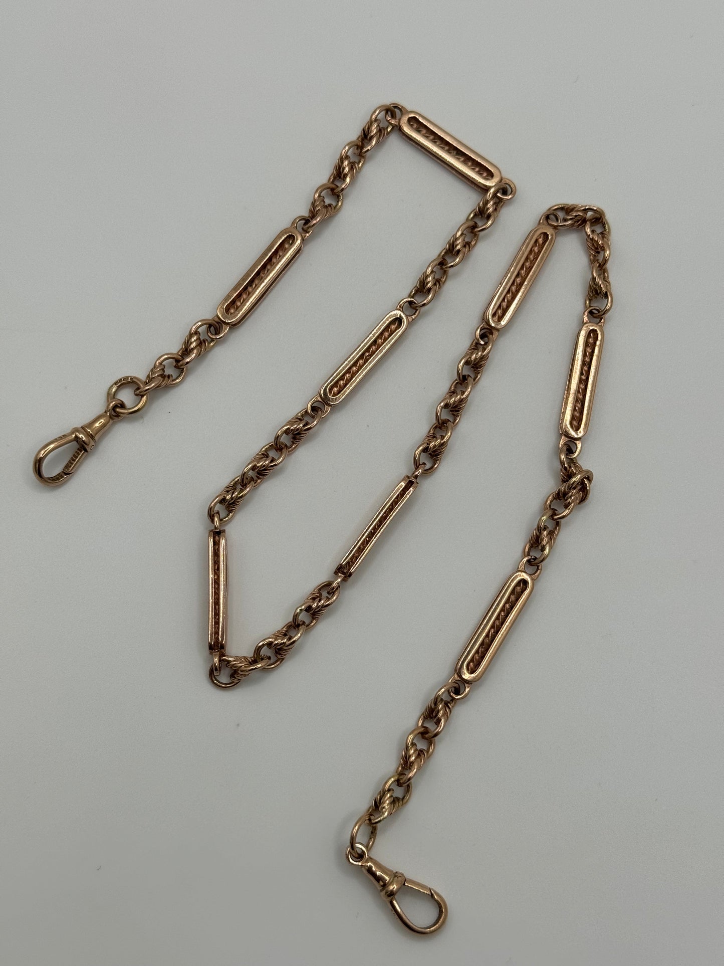 Vintage 9ct Rosy Gold Bar & Love Link Chain 20.25 inches in