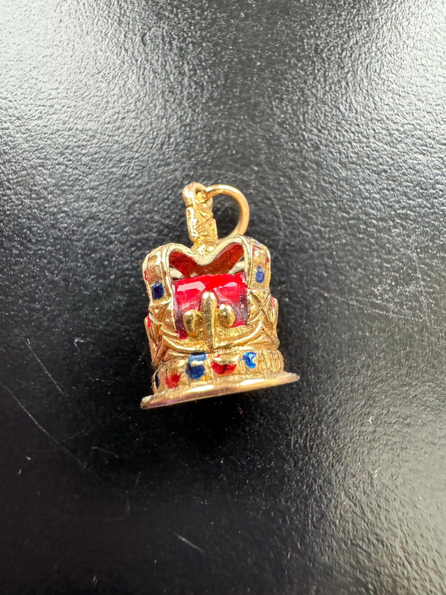 Vintage 9ct Gold Enamel Crown Charm