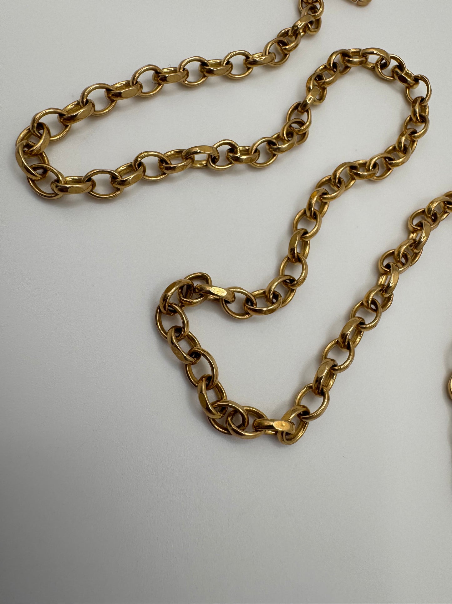 Vintage 9ct Gold Facetted Oval Link Belcher Chain 19.5 Inches