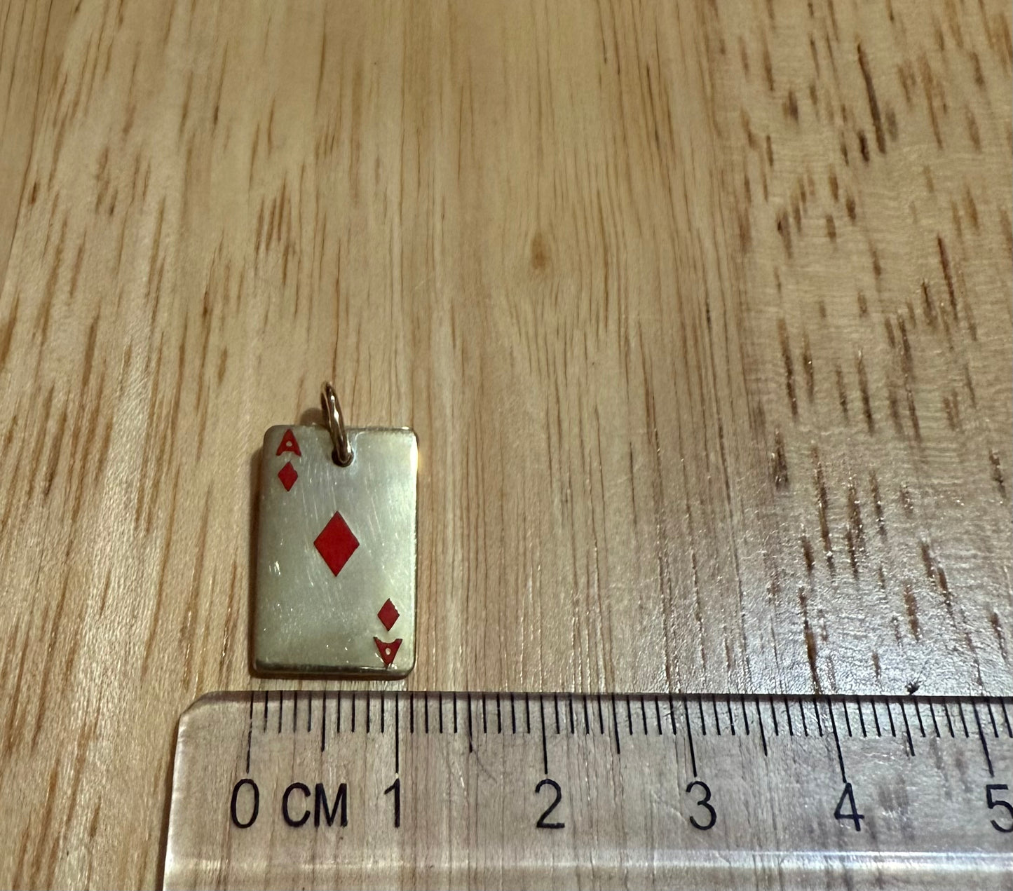 Vintage 9ct Gold Enamelled Ace of Diamonds Playing Card Charm