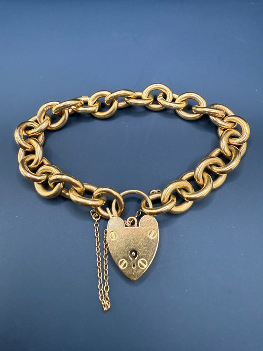 Stunning Vintage Chunky 9ct Yellow Gold Cable Bracelet 7.5 inches