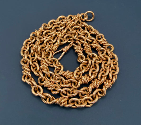 Long Heavy 9ct Rosy Gold Cable Chain