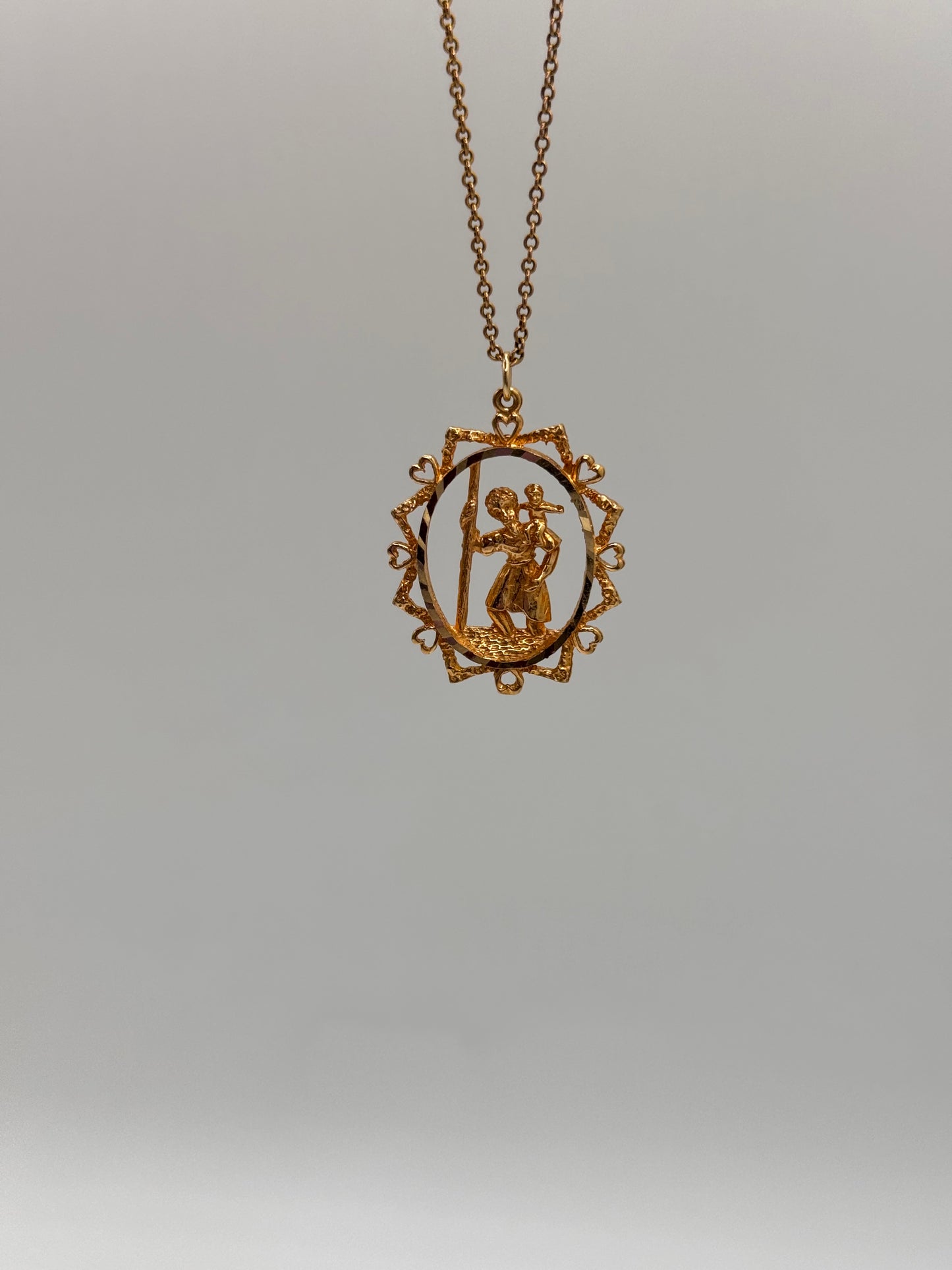 Large 9ct Gold Vintage St Christopher Charm Pendant 1978