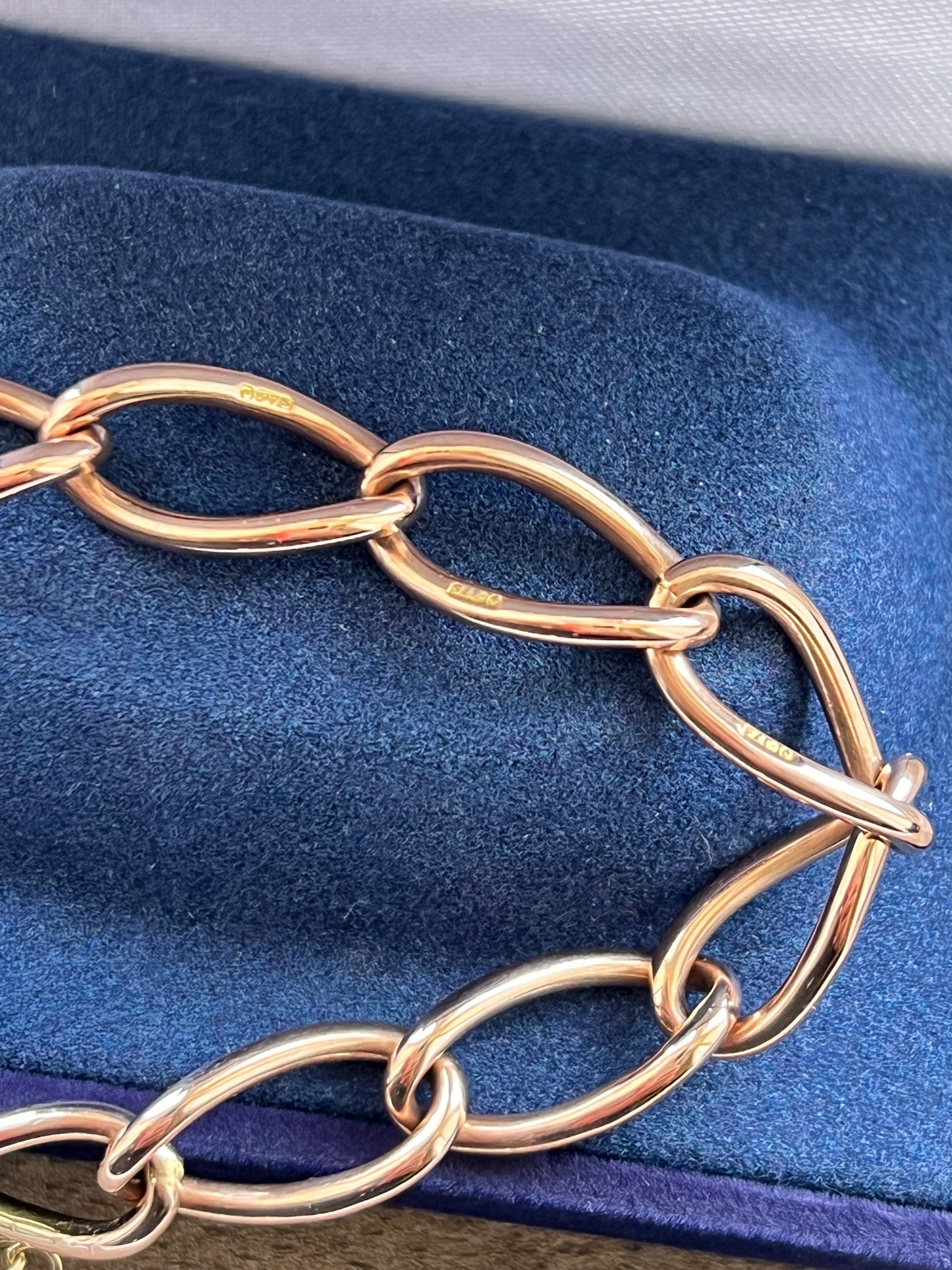 Antique 9ct Rose Gold Open Link Bracelet with Safety Chain