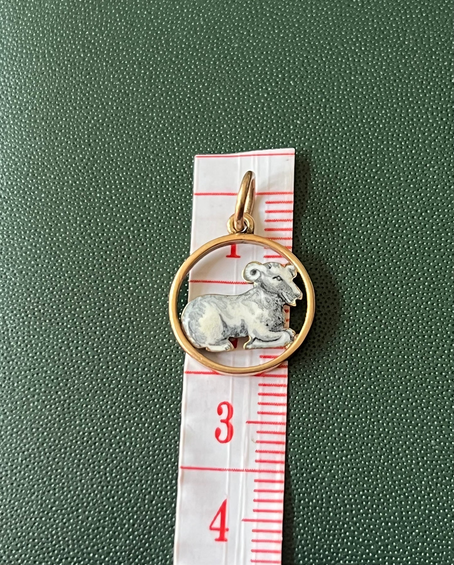 Vintage 9ct Gold Enamelled Aries Zodiac Charm