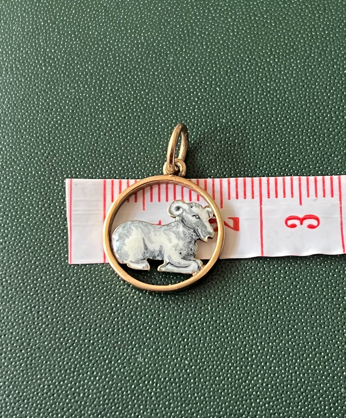 Vintage 9ct Gold Enamelled Aries Zodiac Charm