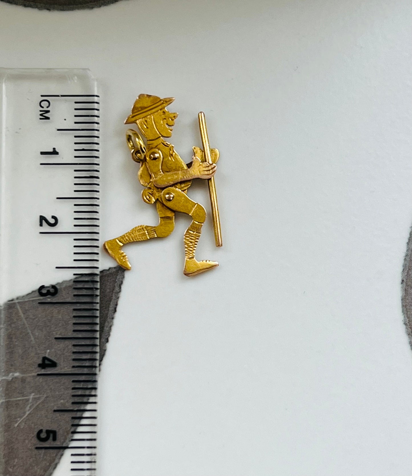 9ct Gold Antique Articulated Scout Character Charm Pendant