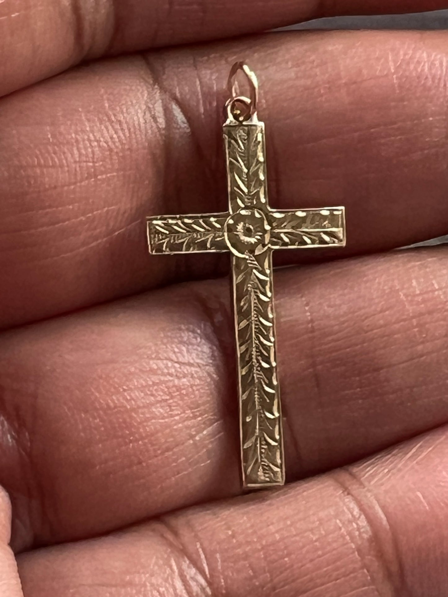 Victorian 9ct Gold Ornate Cross Charm Pendant