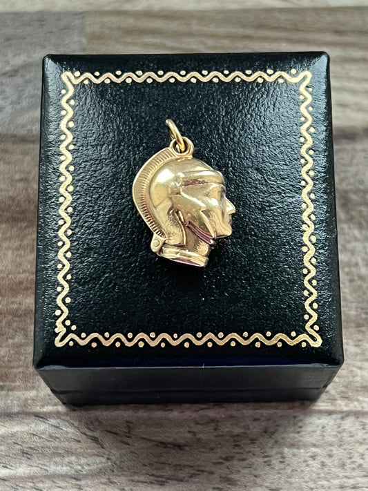 9ct Gold Vintage Centurion Head Charm Pendant