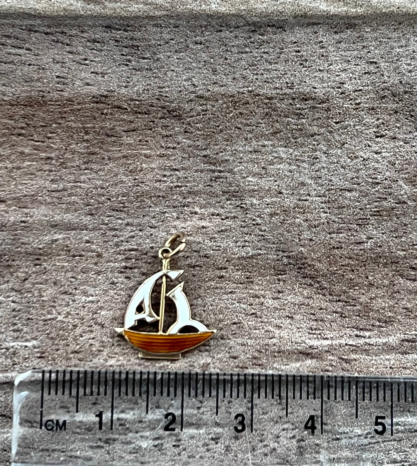 Vintage 9ct Gold Enamelled Yacht Charm